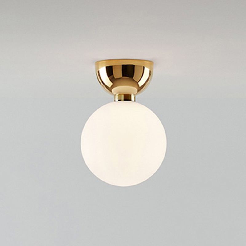 Ball Shape Ceiling Lamp Modern Simple Style Iron 1 Light Flush Mount with Glass Lampshade for Aisle