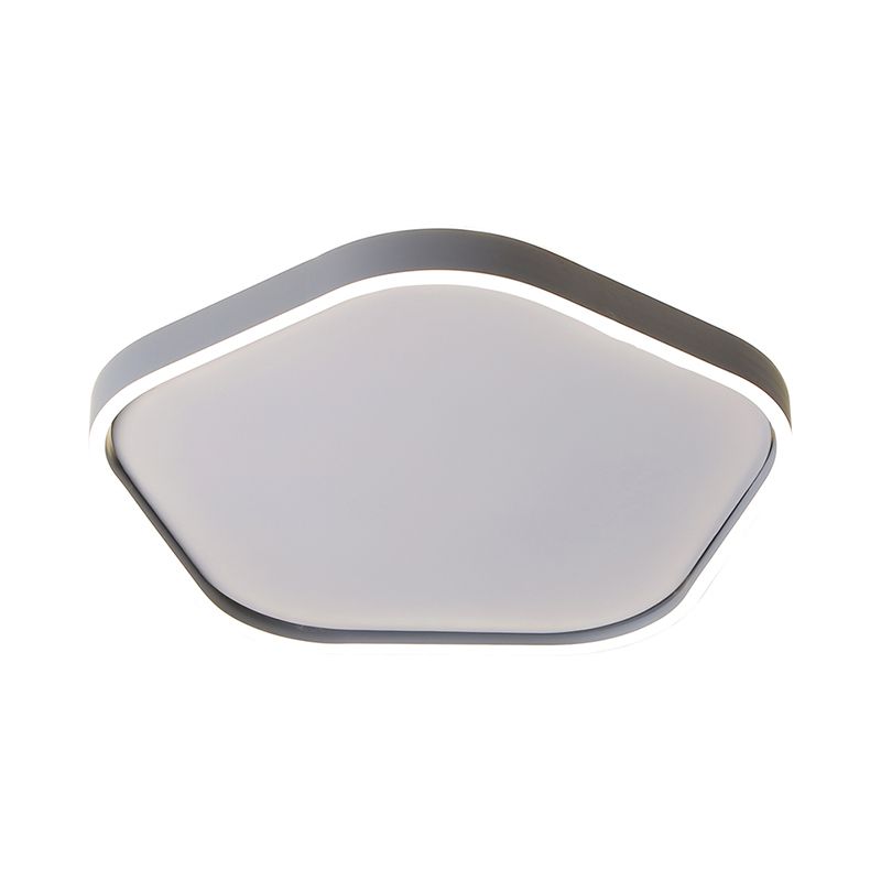 Minimalism Pentagon Ceiling Mounted Fixture Acrylic 16"/19.5" Width LED Bedroom Flushmount Light in Grey, White/Warm Light