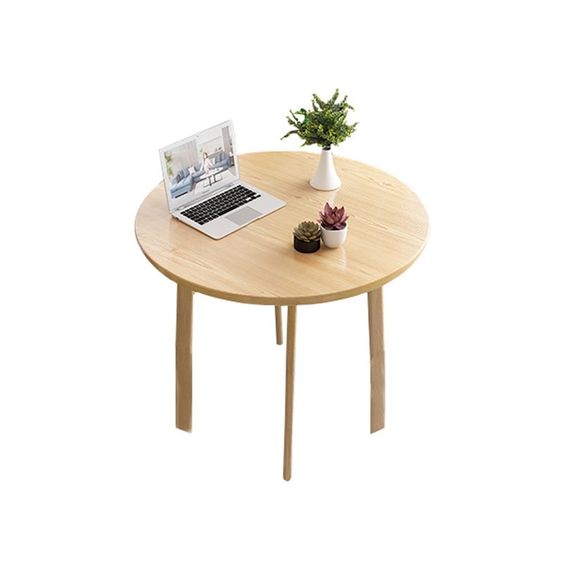 Modern Round Dinner Table Natural Oak Wood Tabletop for 2 Persons