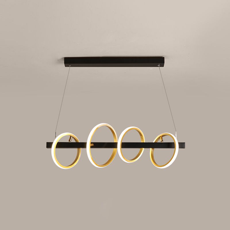 Simple Circles Ceiling Pendant Metal 4/5 Heads Dining Room Island Lighting Ideas in Gold, Warm/White Light