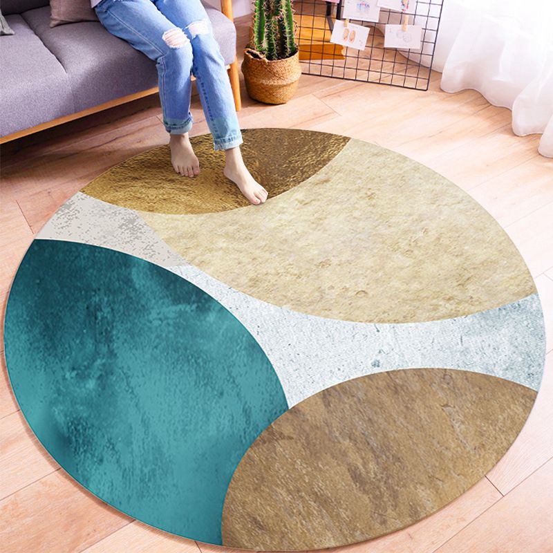 Multi-colour moderne ronde tapijt trendy geometrie patroon gebied tapijt polyester polyester gemakkelijke verzorging niet-slip achterste tapijt voor woningdecoratie