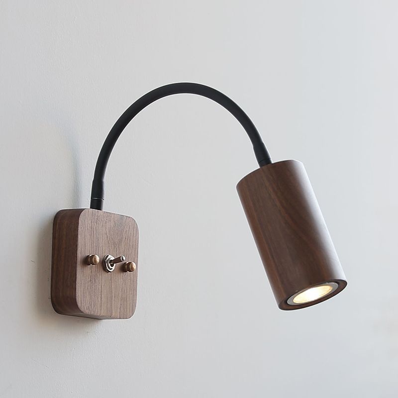 Modern Wooden Shade Wall Lighting Fixtures Cylinder Shade Wall Lamp for Bedroom
