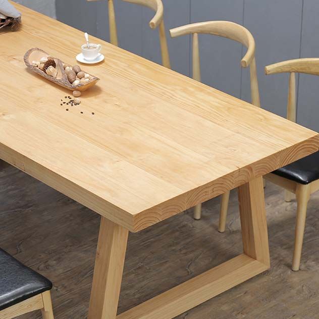 Modern Double Pedestal Dining Table Wood Table for Kitchen Dining Room