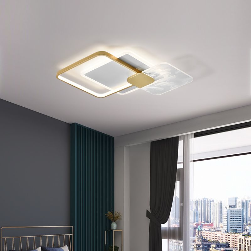 Gouden geometrie LED-plafondlamp Veerpatroon Eigentijds inbouwlicht