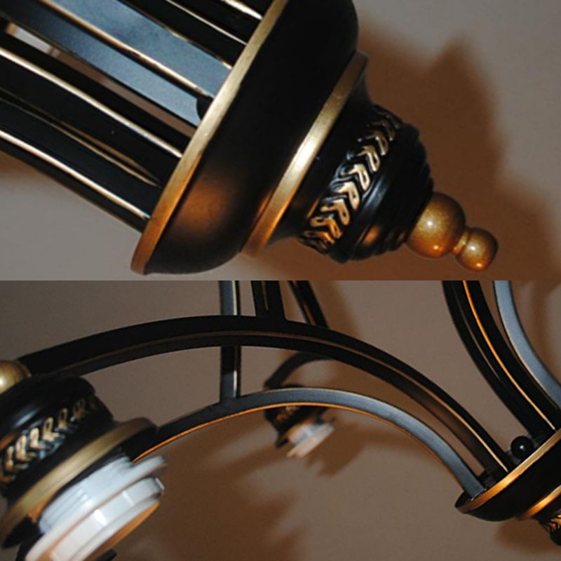 Blauw glas semi -globe kroonluchter met metalen ketting 6/8 lichten tiffany hangluchting voor slaapkamer