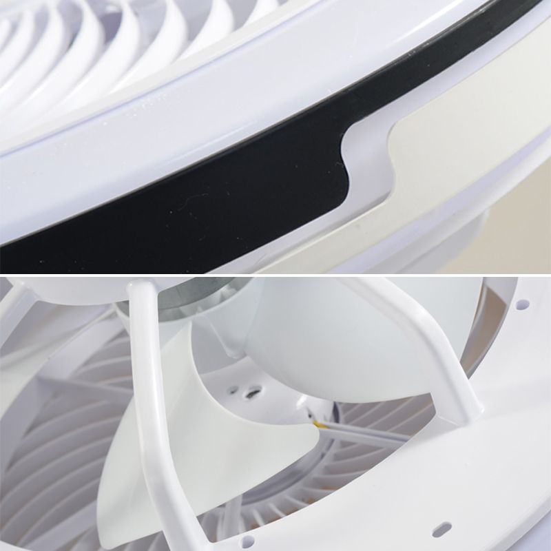 Round Flush Mount Ceiling Fan Nordic Metal Dining Room LED Semi Flush Light