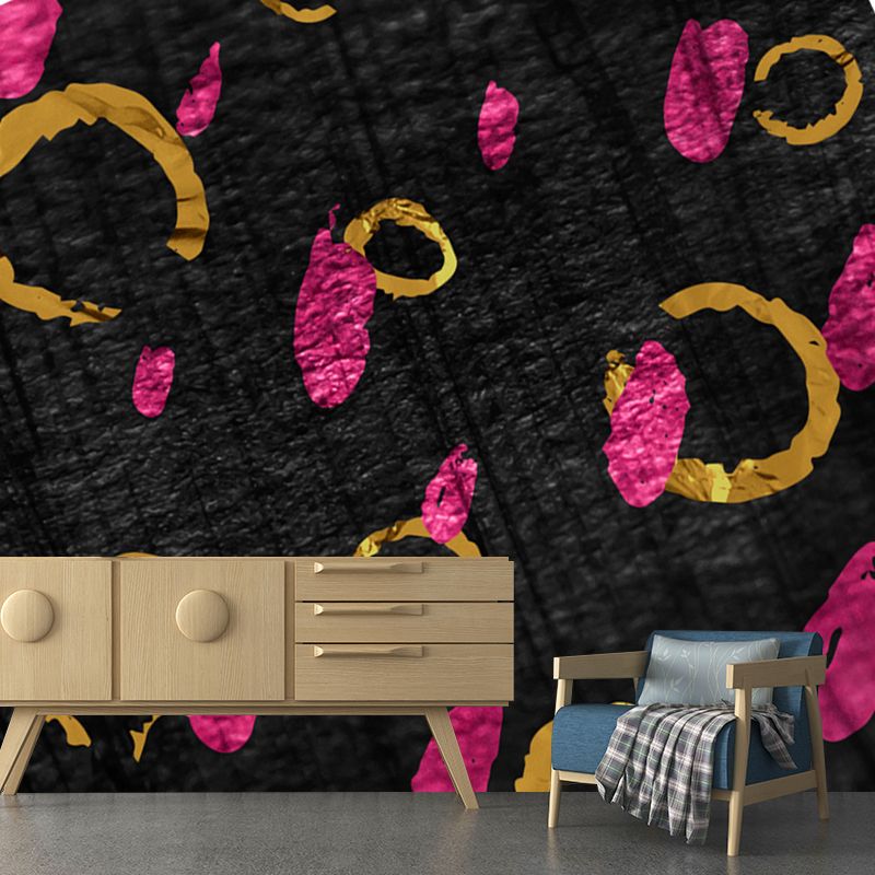 Autocollant Mural en aluminium avec cercles modernes, décoration murale de couleur foncée résistante à l'humidité pour chambre