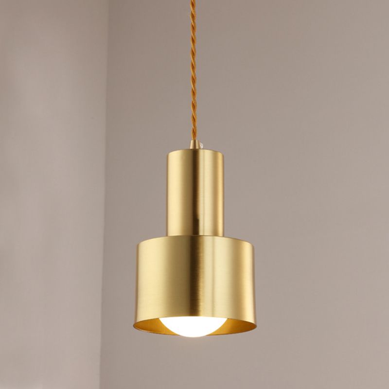 Post-Modern Cylindrical Shape Pendant Light Metal 1 Light Small Suspension Light for Living Room