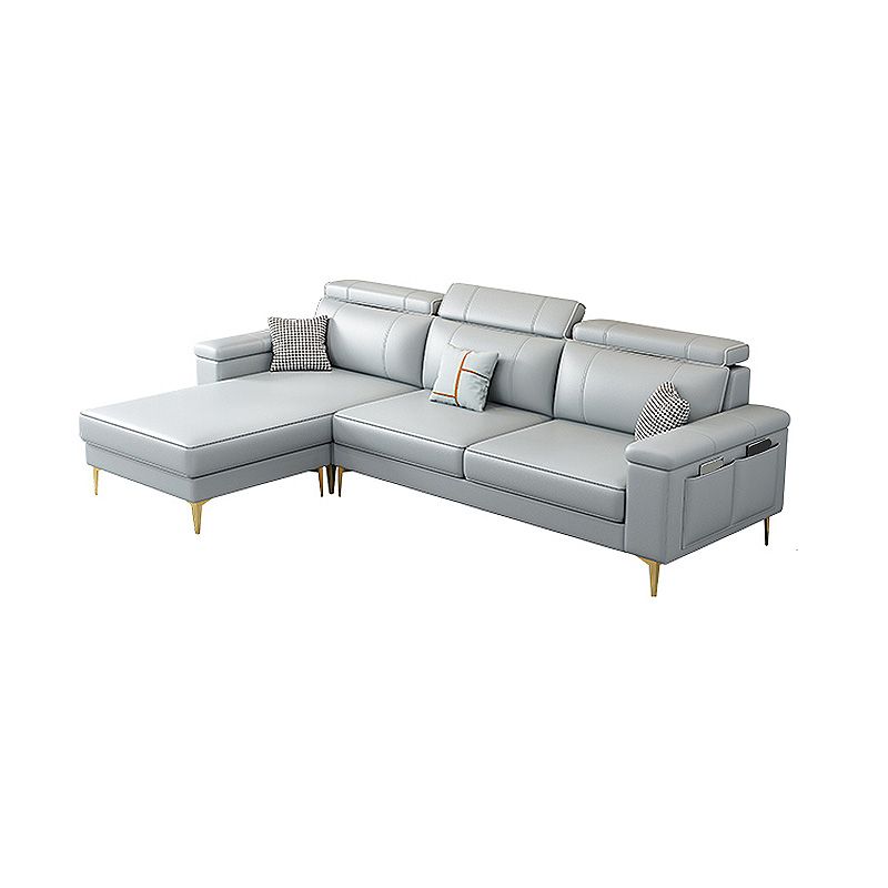 Faux Leather High Back Pillow Top Arm Sectional Wear and Stain-Resistant Sofa
