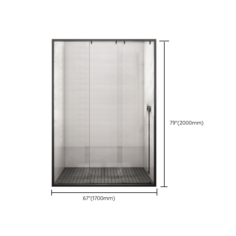 Single Sliding Triple Linkage Shower Door Semi-frameless Tempered Glass Shower Door
