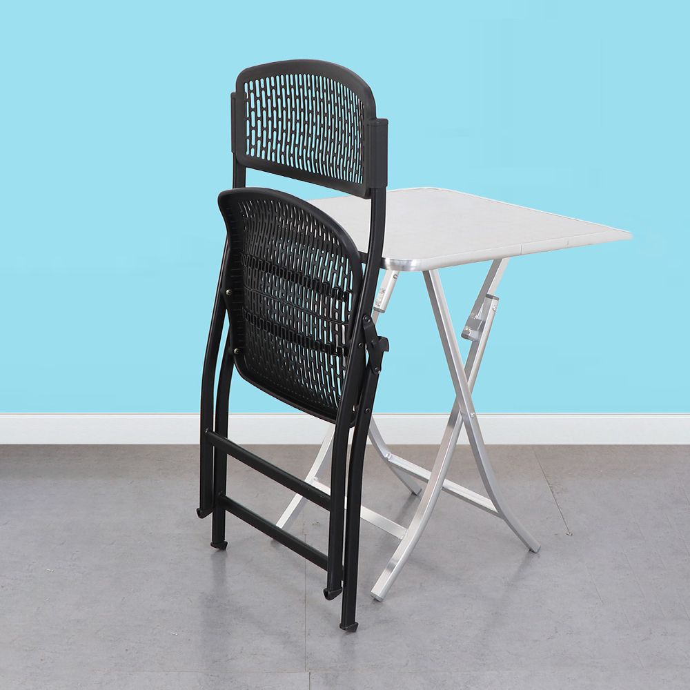 Chaise d'appoint contemporaine en métal, chaise d'appoint pliante sans bras à dossier ouvert, pour la maison