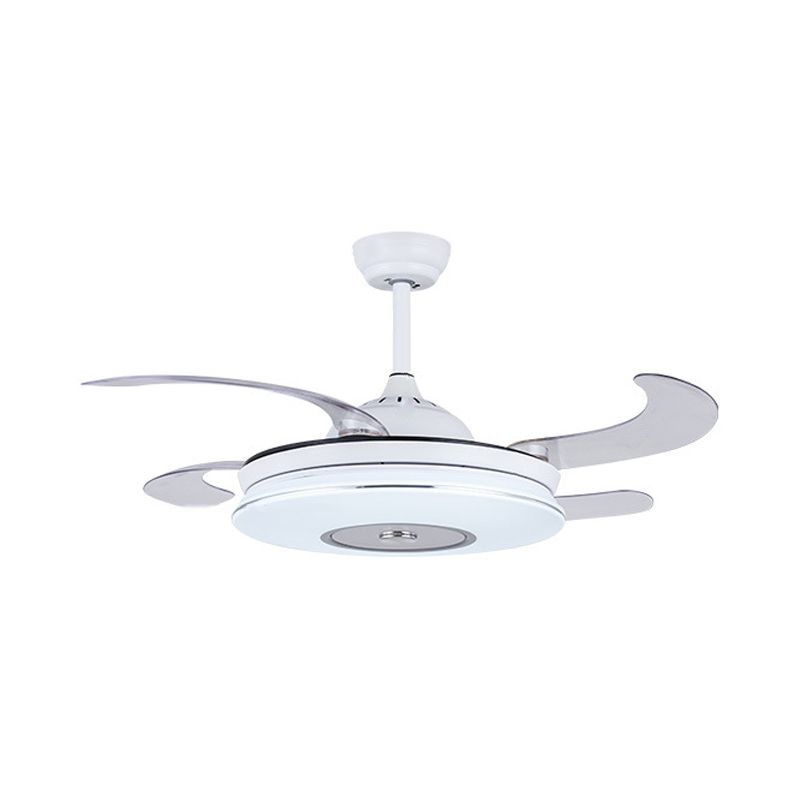 Éclair de ventilateur de plafond LED de 36 "W Blanc Minimalisme minimalisme en métal Éclairage semi-monte en métal avec 4 lames pour le salon, télécommande / mur / télécommande et contrôle mural