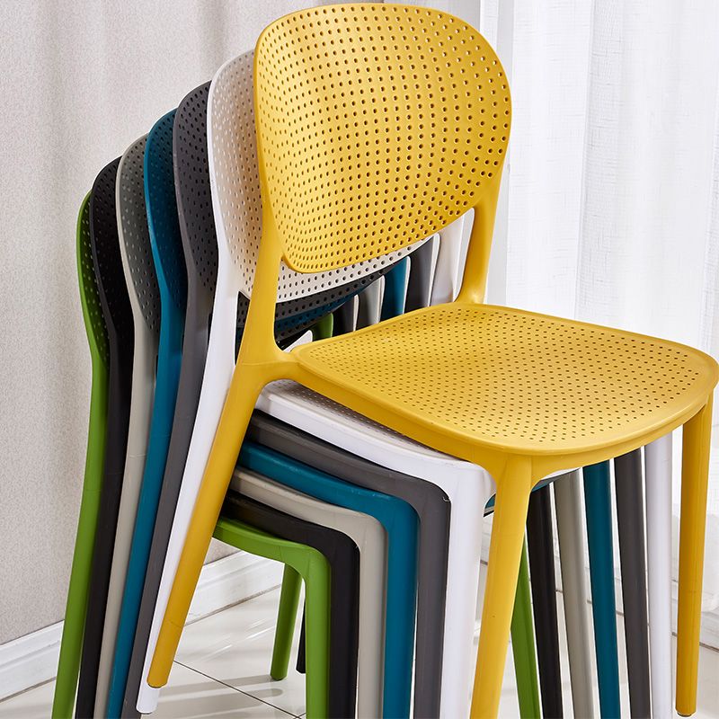 Silla lateral moderna de plástico para interior y exterior, silla lateral de comedor con respaldo abierto para el hogar