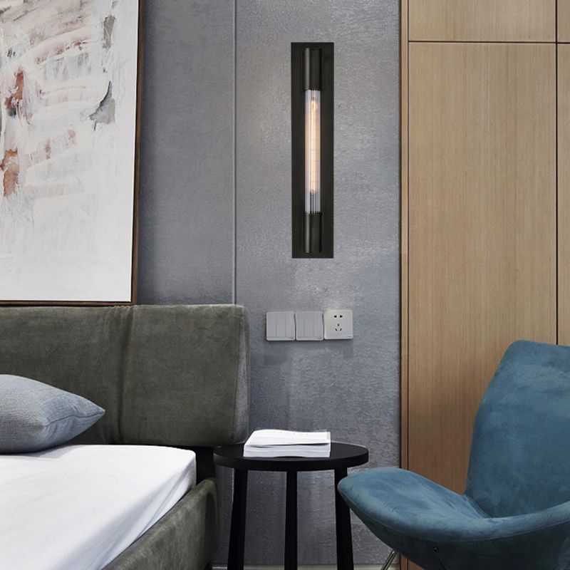 Pipe Metal Sconce Light Colonial 1 Head Black/Gold Wall Lighting Fixture for Living Room