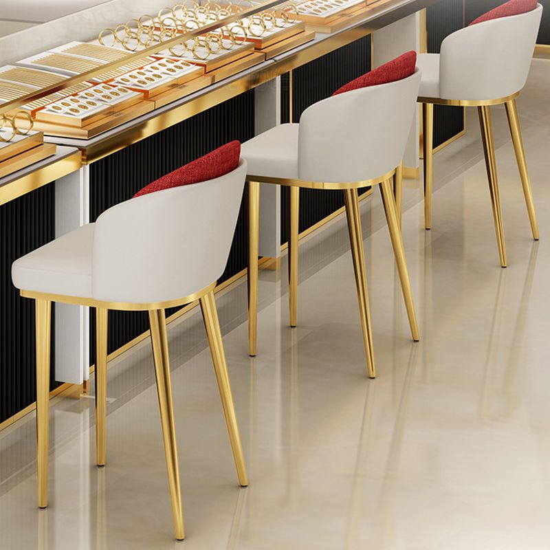 30.34'' Leather Glam Bar Stool Matte Finish Upholstered Restaurant Stool