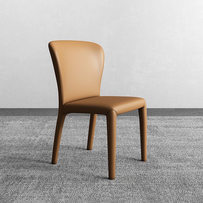 Contemporary Style Dining Chair Faux Leather Low Back Dining Side Chair