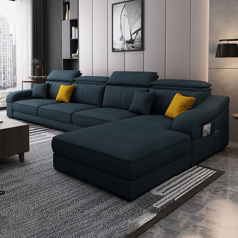 Linen and Faux Leather Reversible Modular L-Shape Furniture Sectionals