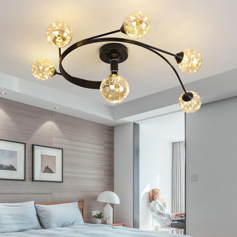 Globe contemporain Flush Lightture Glass Flush Mount Lamps en noir