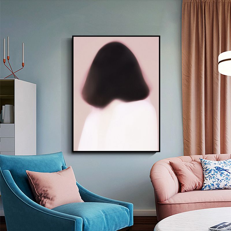 Nordic Wall Art Back of Woman with Short Hair Soft Color Canvas Print for Living Room