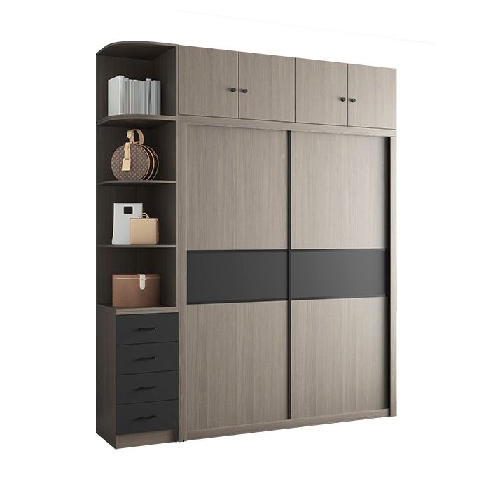 Engineered Wood Wardrobe Armoire With Shelves Modern Wardrobe Closet