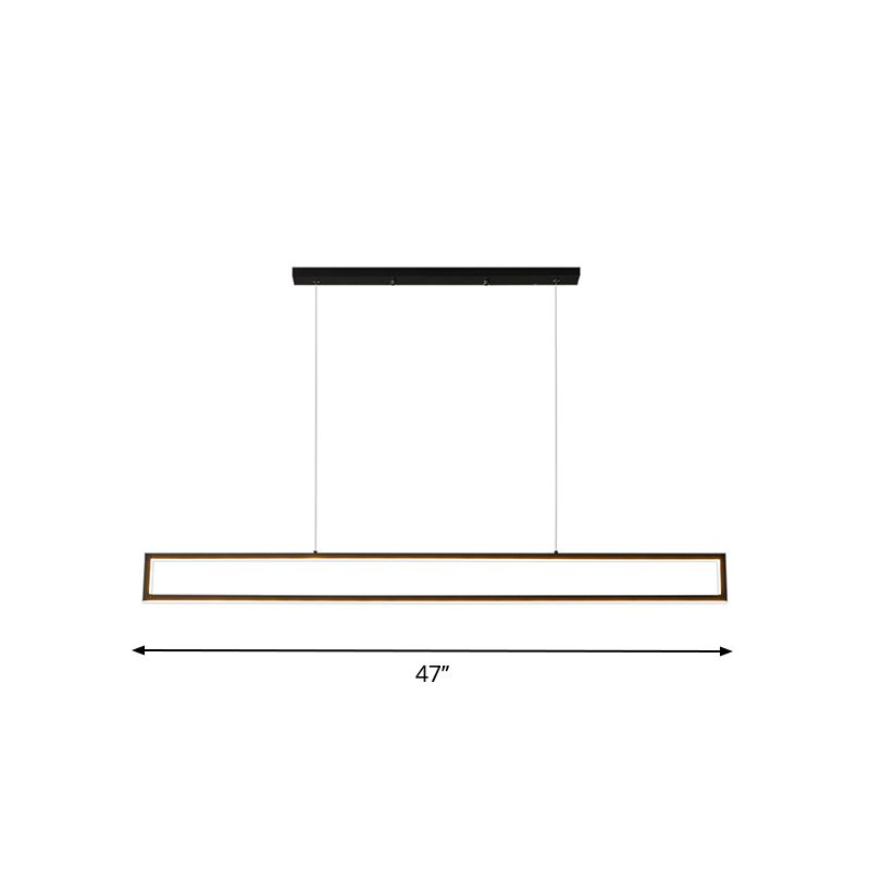 Lámpara colgante rectangular de 39 "/47" de ancho Simplicidad de aluminio Comedor LED Island Coste en luz cálida/blanca