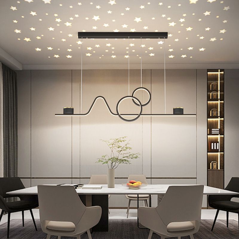 Nordic Metal Island Light Geométrico 39.5 "de ancho Multi Light Island Colgante para comedor