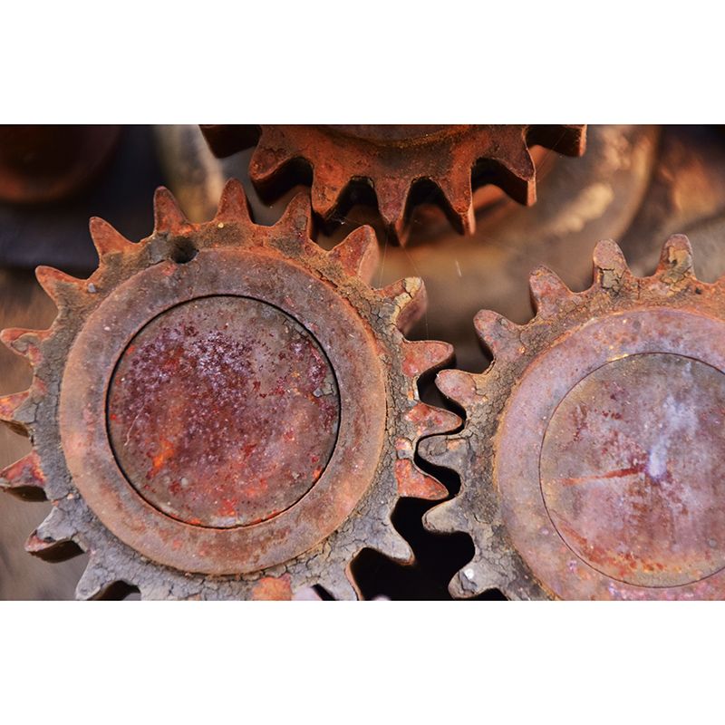 Rusty Metal Gears Mural for Living Room Decoration, Personalized Size Available