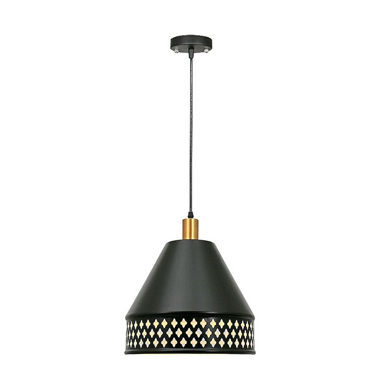 Industrial Taper Decke Anhängerlampe Einer Glühbirnen -Hang -Licht mit Ausschnitten in Schwarz