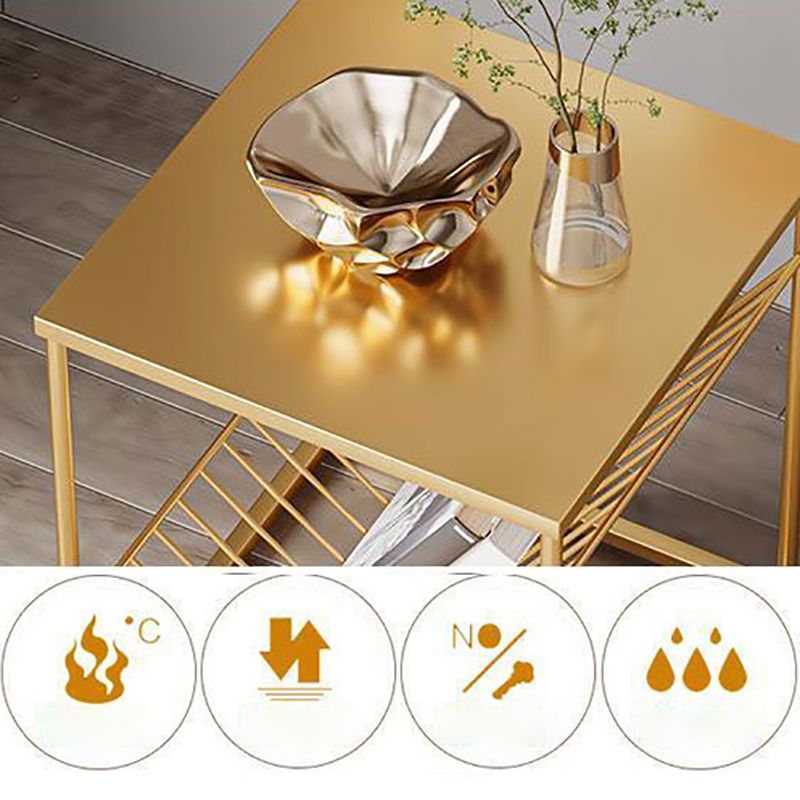 1 Shelf Glam Bedside Cabinet Metal Nightstand Open Storage Night Table ,19.7" Tall