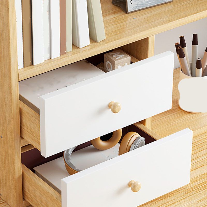 9.5" W Modern Wooden Bookcase Open Storage Bookshelf with Drawers and Shelves