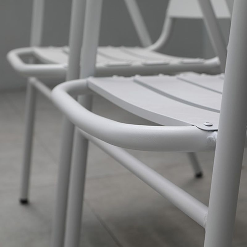 Industrial Armchair Open Back Metal Patio Dining Chair with Arm