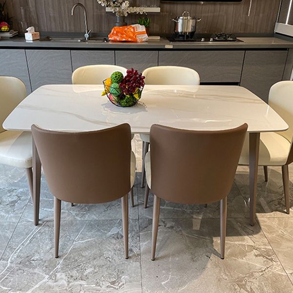 Medieval Modern Stone Dining Table with 4 Legs Pedestal Table for Kitchen
