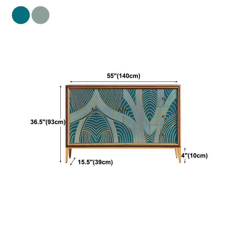 Luxurious Buffet Table Gold Frame Multi Drawer Dining Table for Living Room