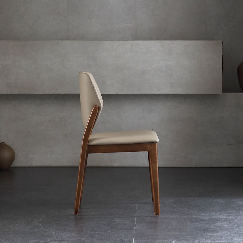 Contemporary Style Open Back Chairs Armless Side Chairs with Wood Legs for Kitchen