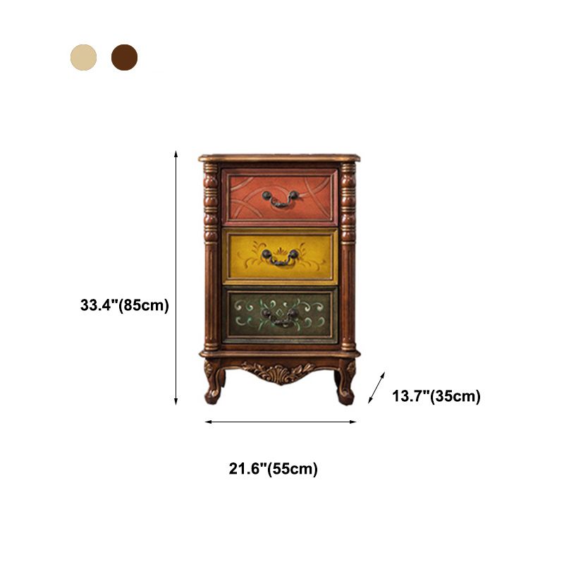 Traditional Style Storage Chest Solid Wood Vertical Lingerie Chest with 3 / 4 Drawers