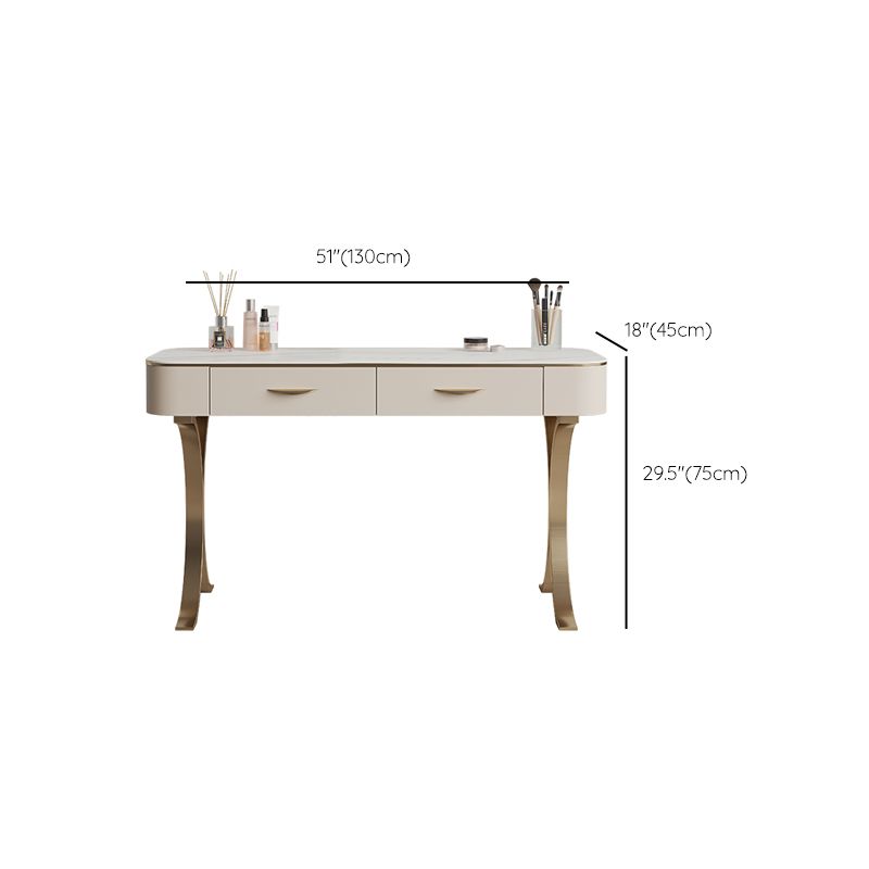 Glam Makeup Vanity Desk Table Stone Top Dressing Table with Drawer