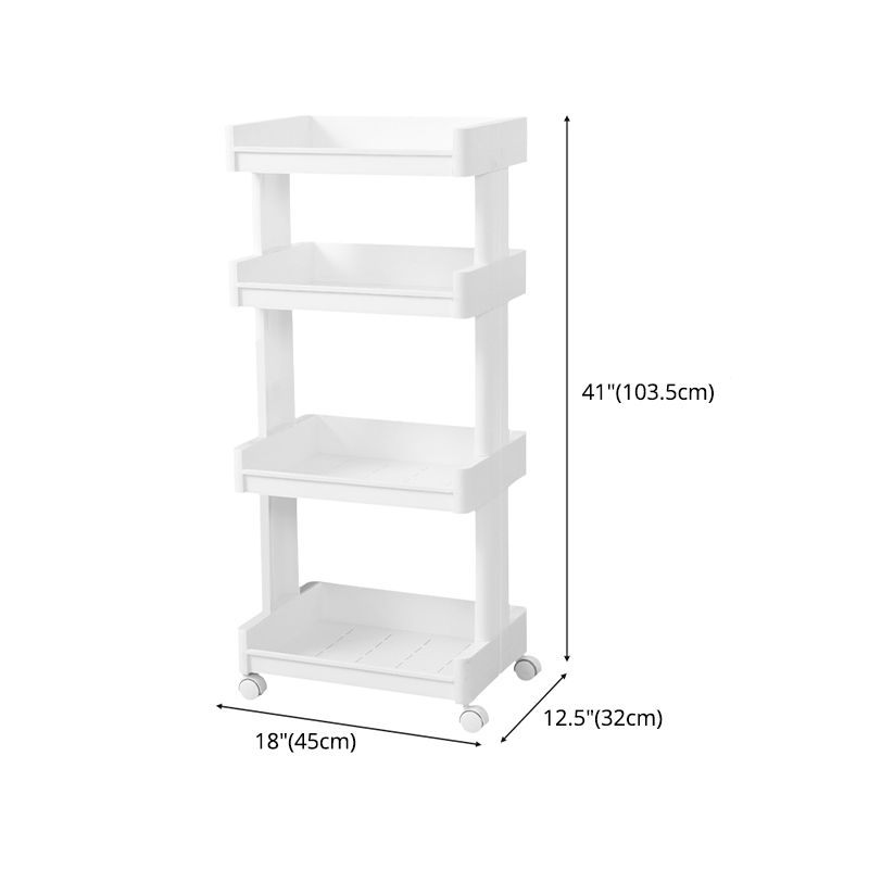 Plastic Geometric Bookcase Contemporary Style Open Back Shelf with Wheels