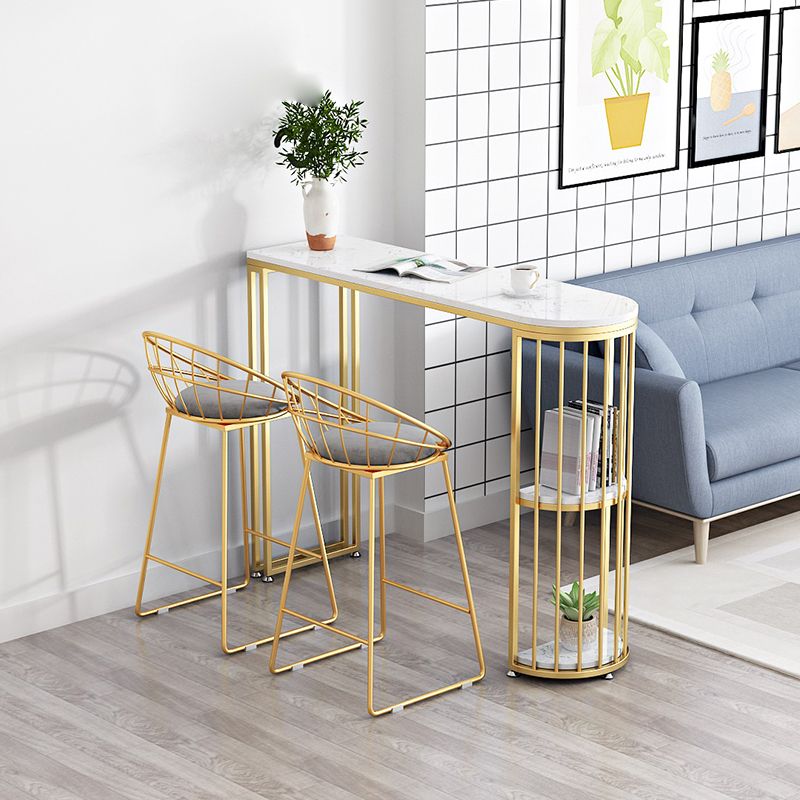 Industrial 41.3"H Bar Table Faux Marble White Top Specialty Bistro Table for Living Room