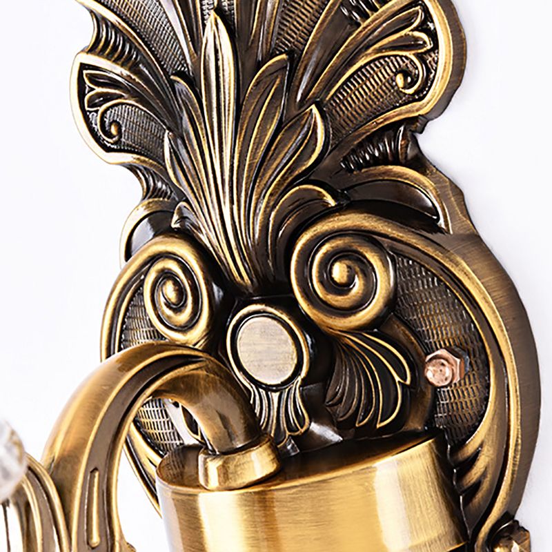 Lampada da parete da parete da 1/2 luci a 2 luci Lampada vintage Lighting Ottone Sconce con tonalità di vetro testurizzata chiara petalo