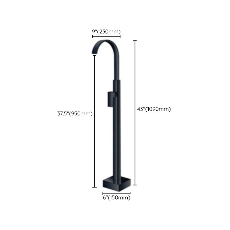Modern Floor Mounted High Arc Freestanding Tub Filler Metal Freestanding Tub Filler Trim
