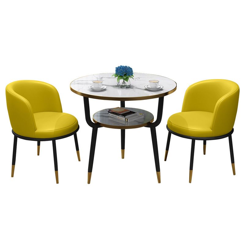 Glam Sintered Stone Dining Table Set with 3 Legs Base Dining Furniture for Home Use