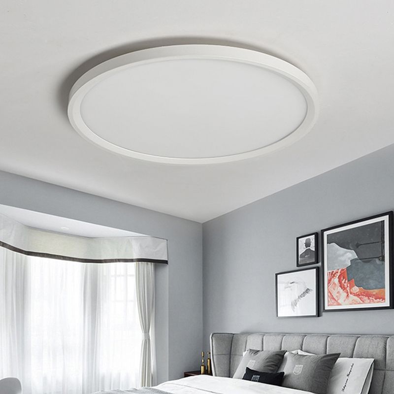 Minimalist White Disc Flush Light 16"/19.5"/23.5" Dia Super Thin Acrylic LED Ceiling Lamp in Warm/White Light/Remote Control Stepless Dimming