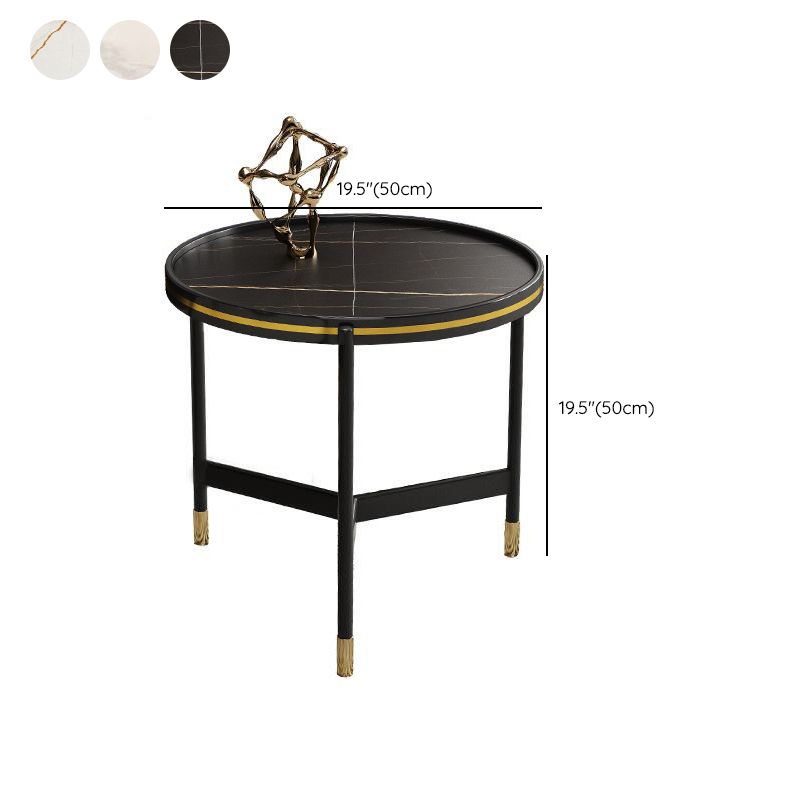 Round Slate 3 Legs Coffee Cocktail Table 2-Piece Coffee Table Set