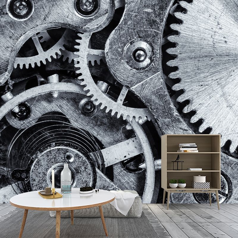 Retro Style Metal Gear Wall Mural Home Decoration Stain Resistant Mural for Living Room