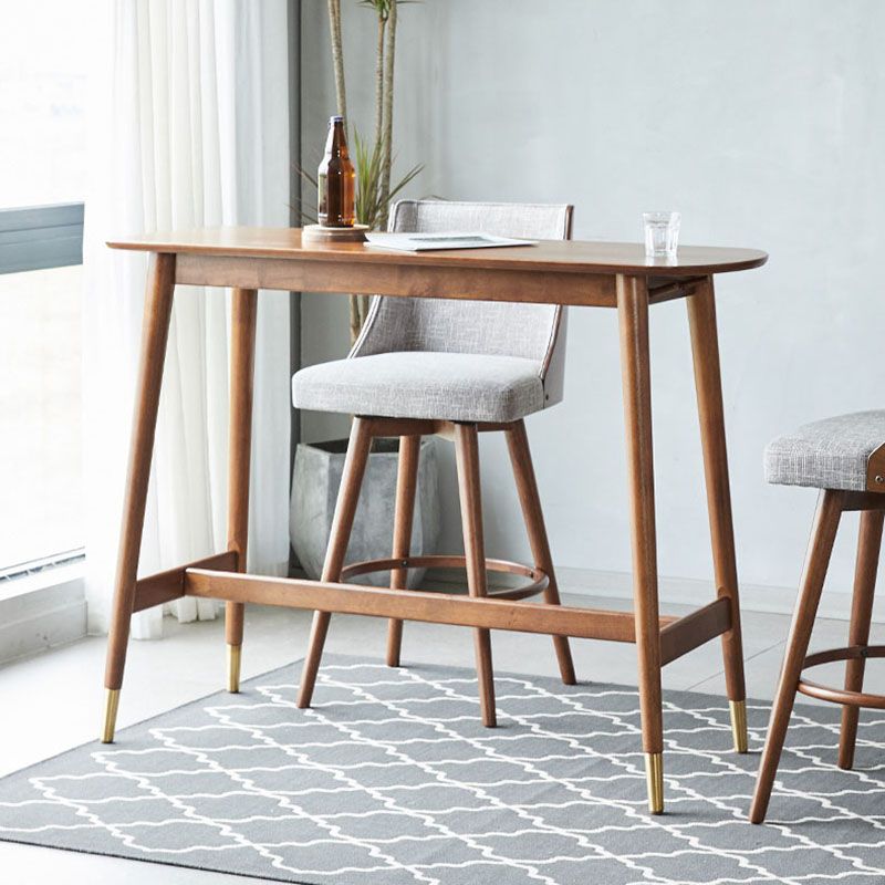 Industrial Style Natural Wood Bar Table Oval Top Indoor 40.75"H Bistro Table