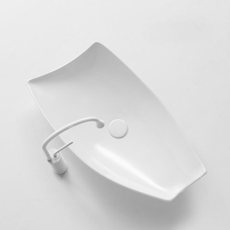 Modern Bathroom Sink Porcelain Specialty Vessel Bathroom Sink with Pop-Up Drain