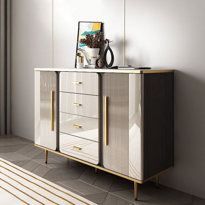 Glam Combo Dresser Wood Storage Chest Dresser with Metal Feet for Bedroom