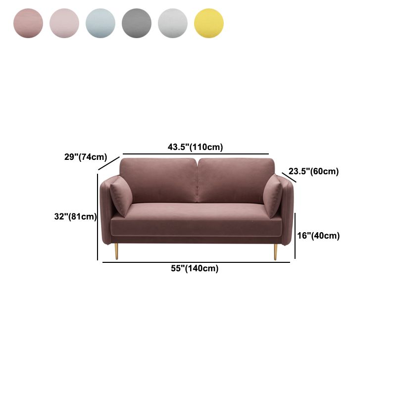 Square Arm Contemporary Settee Sofa Standard Velvet Settee Couch