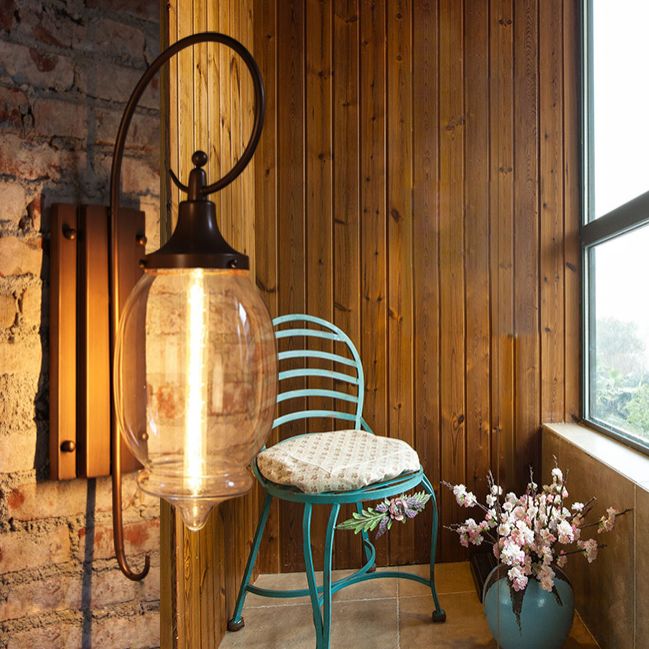 Industrial Glass Shade Wall Light Brown 26" High 1 Light Wall Sconce for Bar