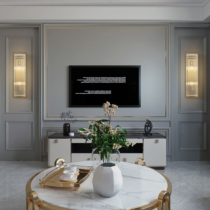 Modern Luxury Wall Lamp Rectangular Metal Wall Light with Crystal Shade